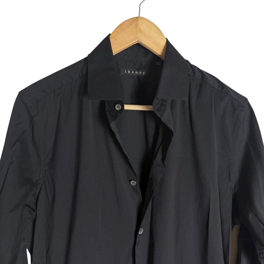 Theory Solid Black Long Sleeve Button Up Work Dre… - image 3